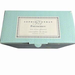 NIB Set Of 2 Portmeirion Sophie Conran Wine Glass HTF Glasses Beautiful RARE